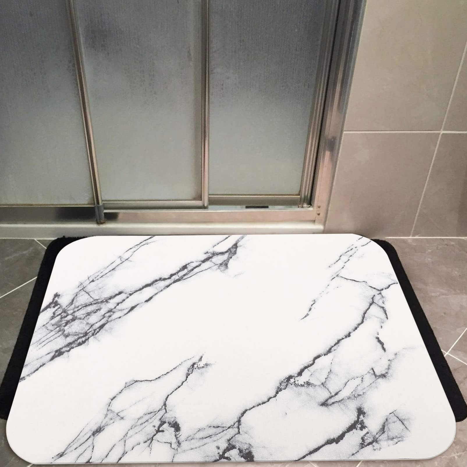 TOPBATHY Tapis de Sol Super Absorbant pour Salle de Bain et Cuisine Effet Marbre Antidérapant et Lavable