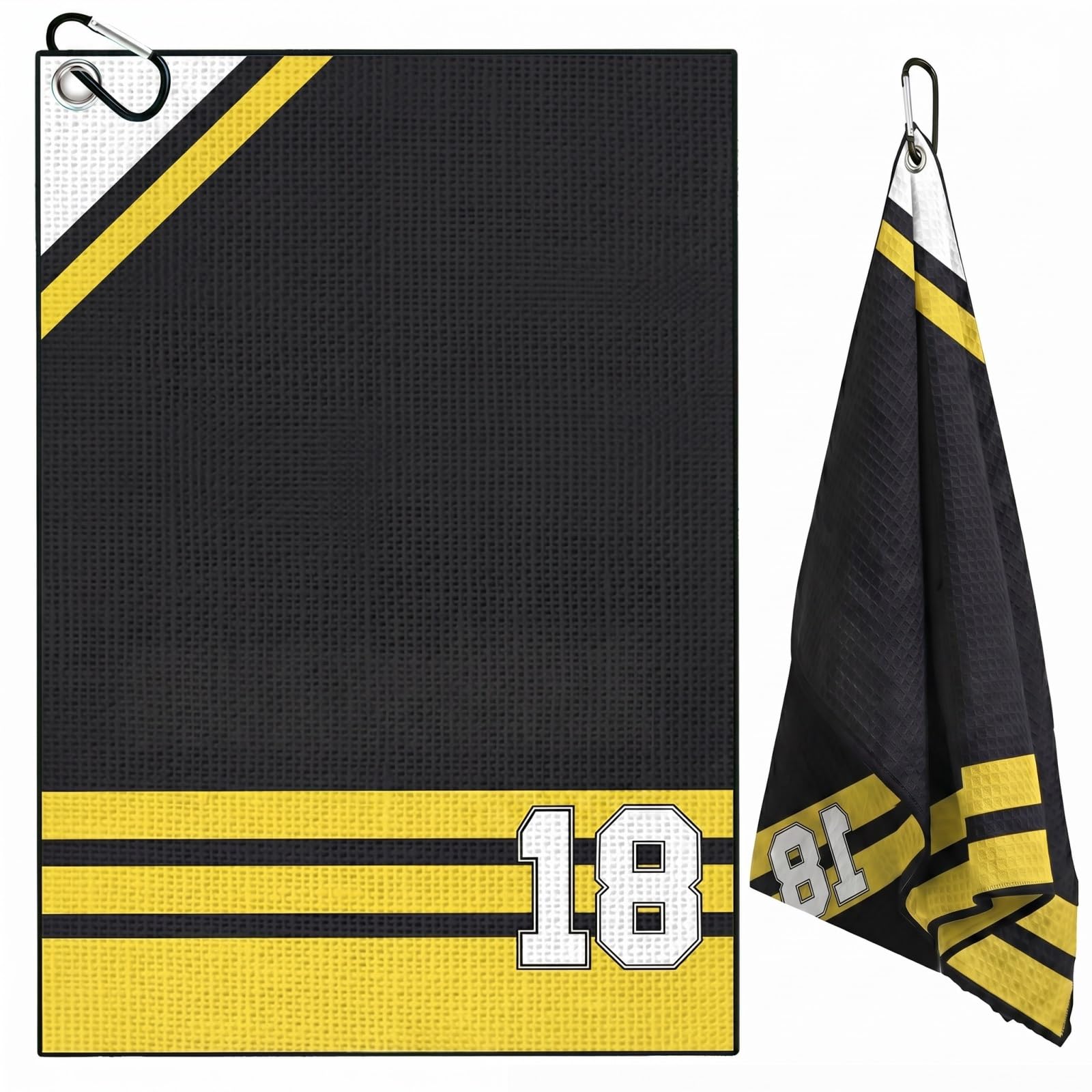 TUKRKRS Dual‑Texture Golf Towel 15.7″x23.6″ with Carabiner Clip, Highly Absorbent Quick Dry Microfiber, One Side 111 One Side Smooth, Lint for Golfers(Option B)