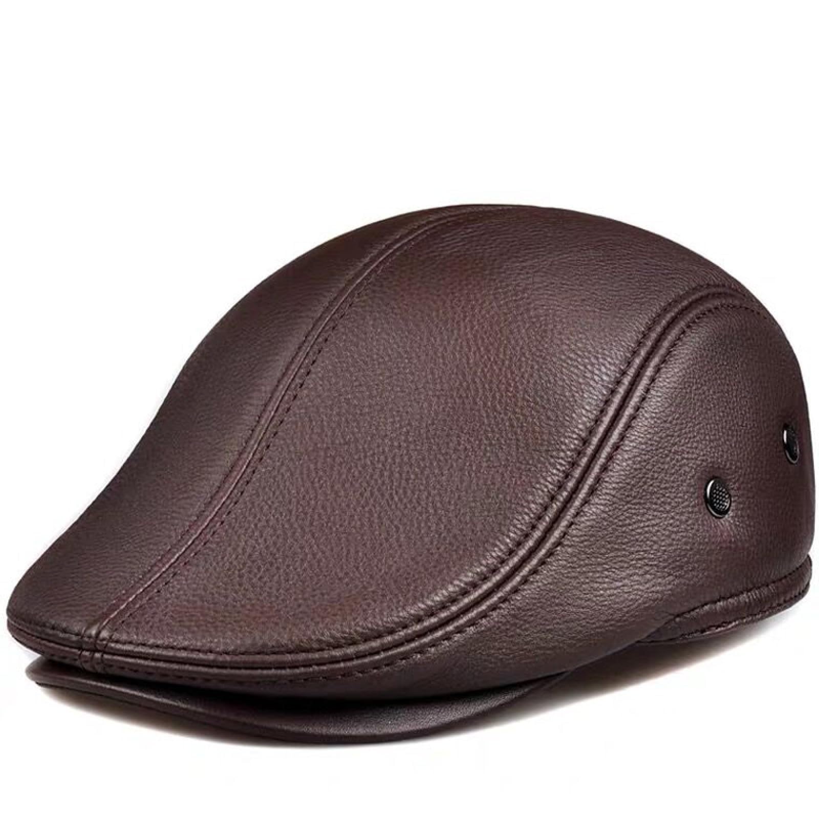 Coppola Uomo Cappello Invernale da Uomo in Pelle da Strillone, Berretto Caldo con Protezione per Le Orecchie, Cappello A Becco D'Anatra, Cappello da papà, Stile Vintage per Il Tempo Libero