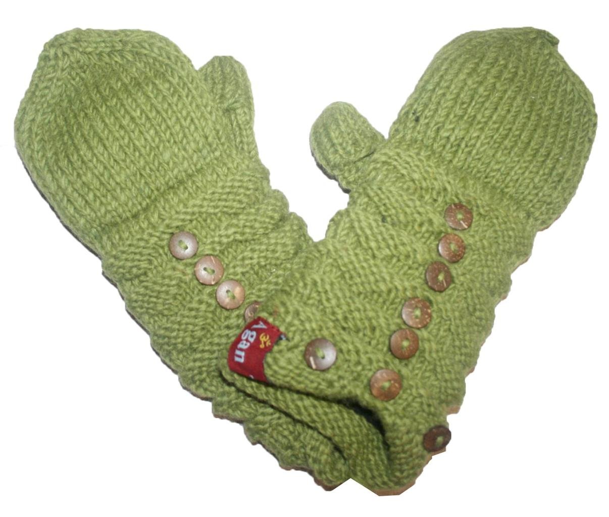 1414 Trendy Ribbed Wool Knit Warm Oversized Chunky Soft Fleece Lined Slouchy Beanie Mitten Hat