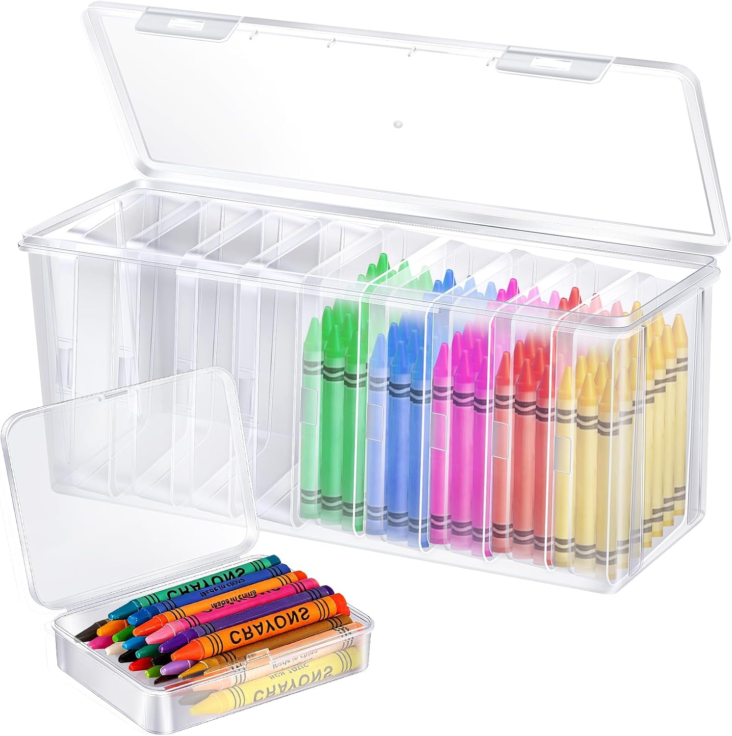 9 Pcs Plastic Crayon Box, Mini Storage Containers with Lid 4.5x3.4 Inches Crayon Case Clear Rectangle Box for Crafts Jewelry Beads, Office Supplies (Clear)