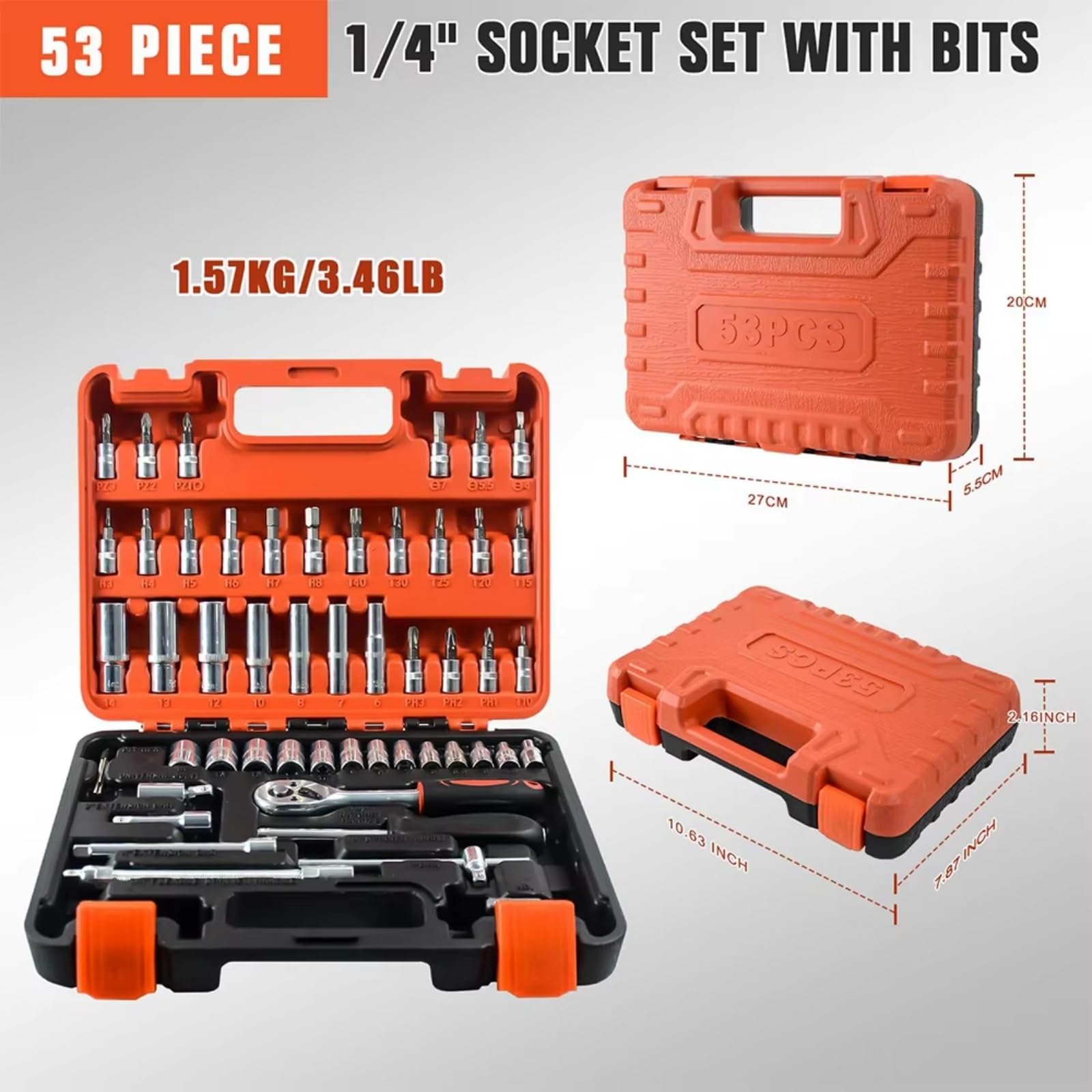 Set attrezzi da officina 53 Pz 1/4 Pollici Drive Socket Ratchet Wrench Strumento Strumento Di Riparazione Auto Per La Riparazione Auto E La Casa 1/4 DR Presa Strumento Mano
