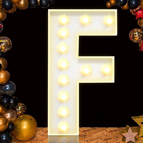 Miniatura 1 de Letras iluminadas de marquesina, globo de letras grandes de marquesina de 3 pies, marco de globo de mosaico para decoración de fiestas, número de