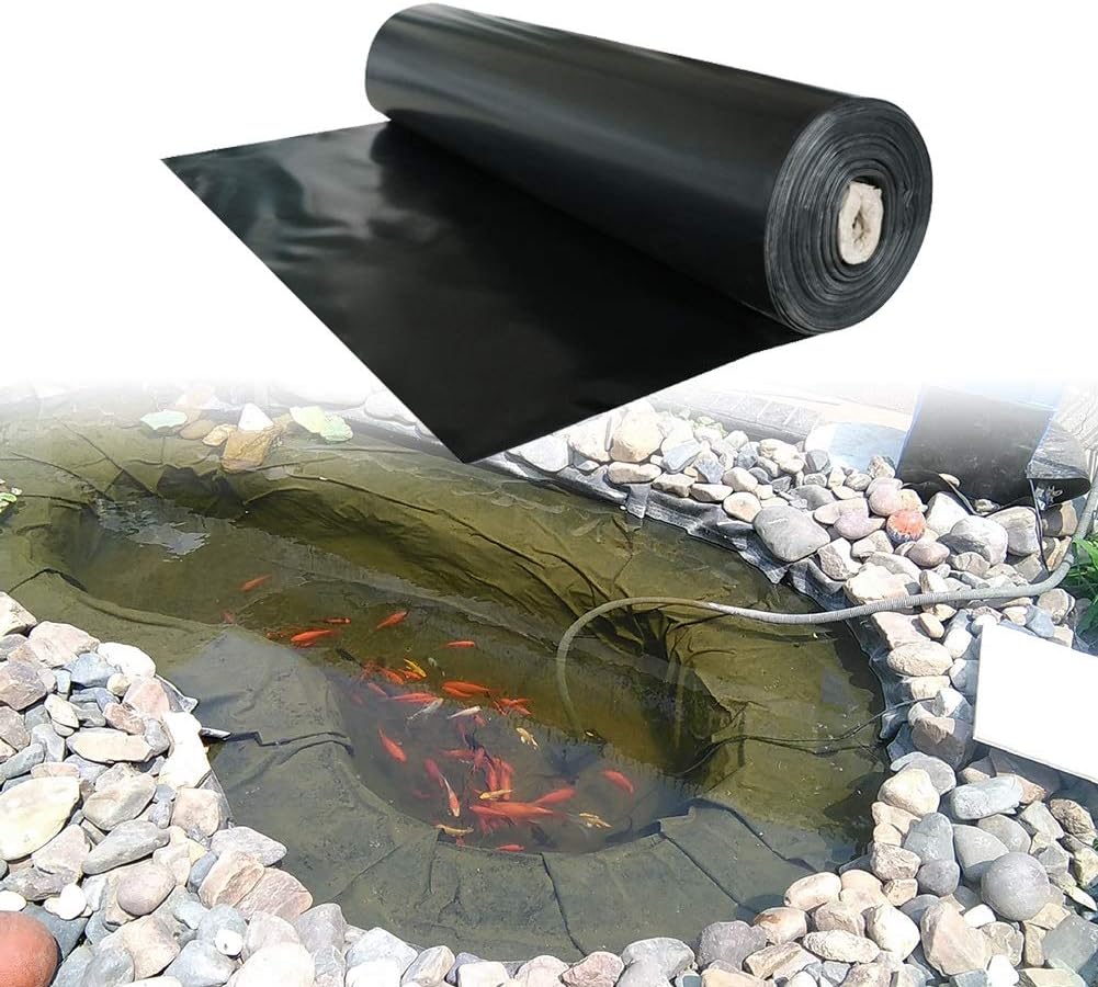 HDPE Rubber Pond Liner, 19.6mil 0.5mm Impermeable Film Flexible, Pond Anti-Seepage Membrane for Water Garden Koi Ponds Streams Fountains (Color : Black, Size : 7x7m) (Black 1x10m)