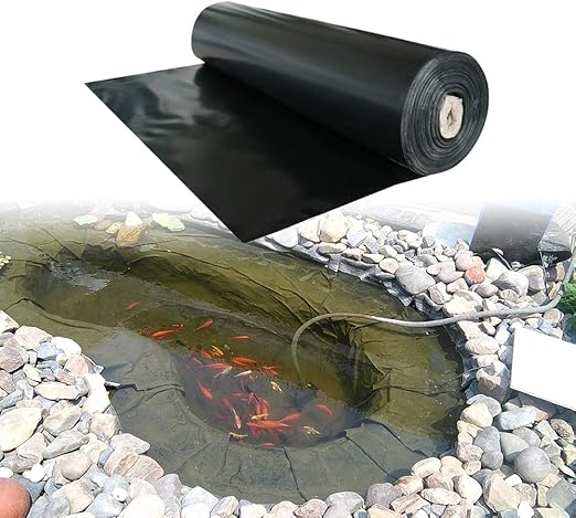 Image HDPE Rubber Pond Liner, 19.6mil / 0.5mm Impermeable Film Flexible, Pond Anti-Seepage Membrane for Water Garden Koi Ponds Streams Fountains (Color : Black, Size : 6x10m)
