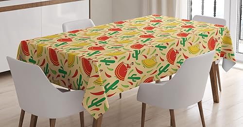 Miniatura 7 de Ambesonne Mantel abstracto, patrón retro de círculos interiores con cuadrados estilo mosaico, estampado antiguo de moda, mantel rectangular para