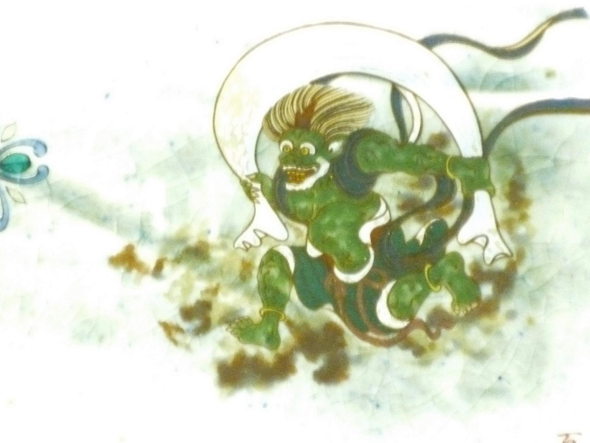 ??? Kutani-ware dish Fijin Raisjin Back Painting