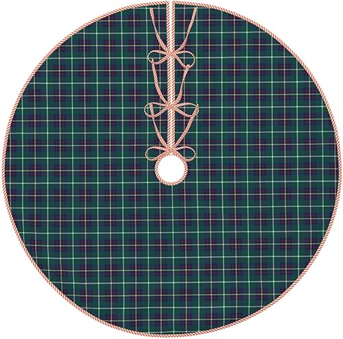 Falda de árbol de Navidad de 48 pulgadas, falda de árbol de Navidad de lino de tartán de clan Inglis para fiestas de vacaciones, decoración de árbol