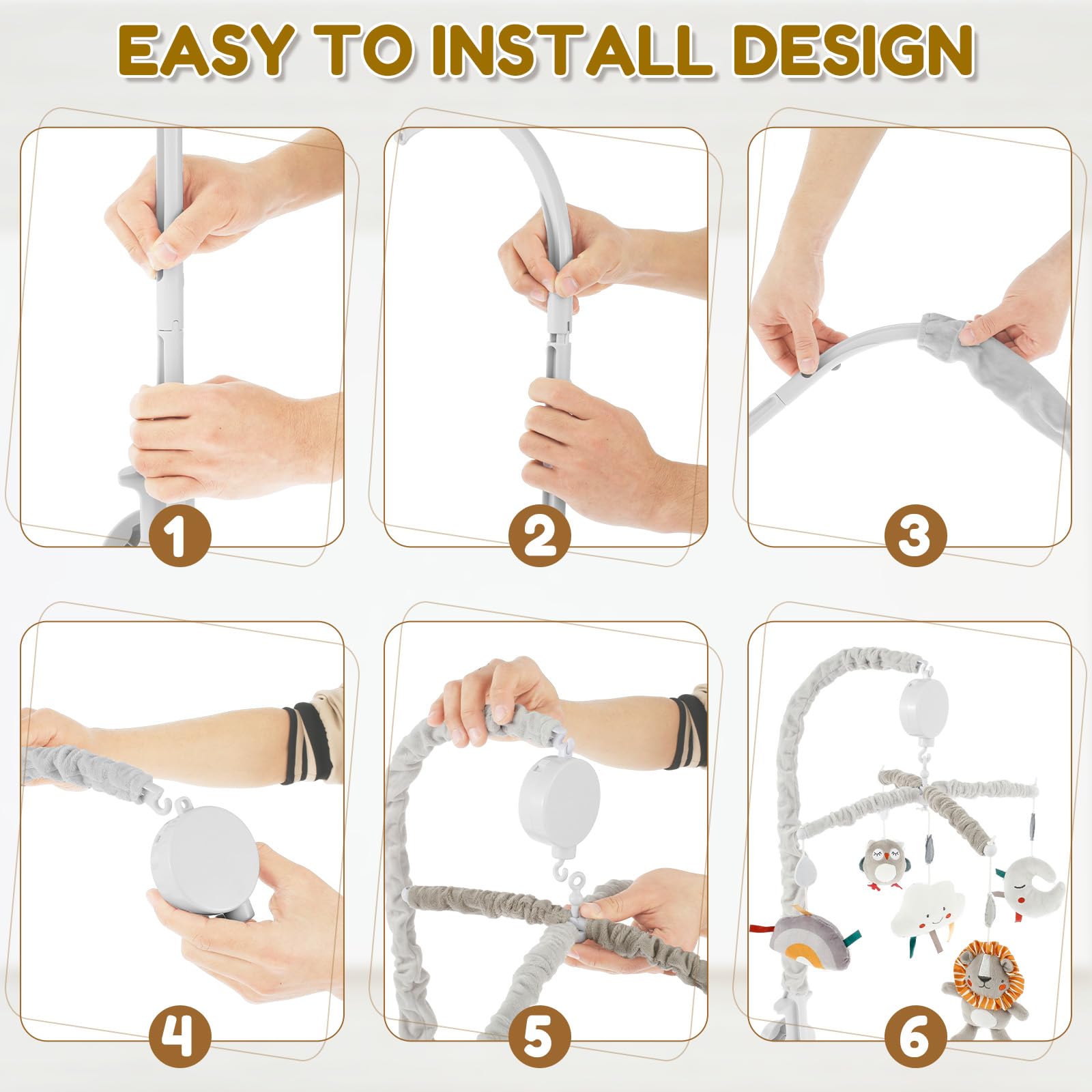 Musical Cot Mobile with Plush Dolls Clip On Baby Crib Mobile with Soft Cover Cute Hanging Crib Toys Montessori Infant Toy Attractive Baby Nursery Mobiles Decor Gift for Newborn 0-12 Months - Image 3