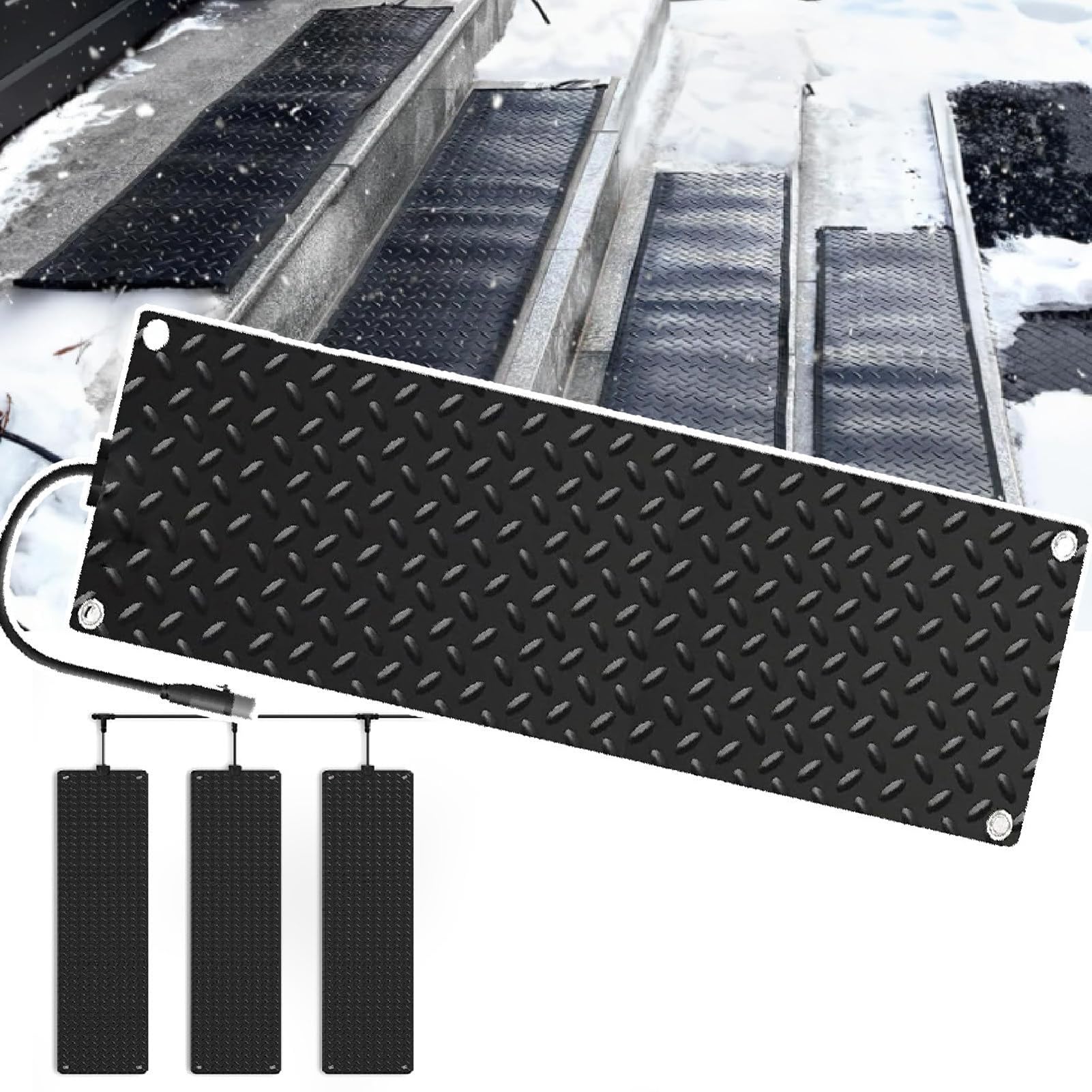 Tapete térmico para derretir la nieve y evitar resbalones con suelo de goma exterior