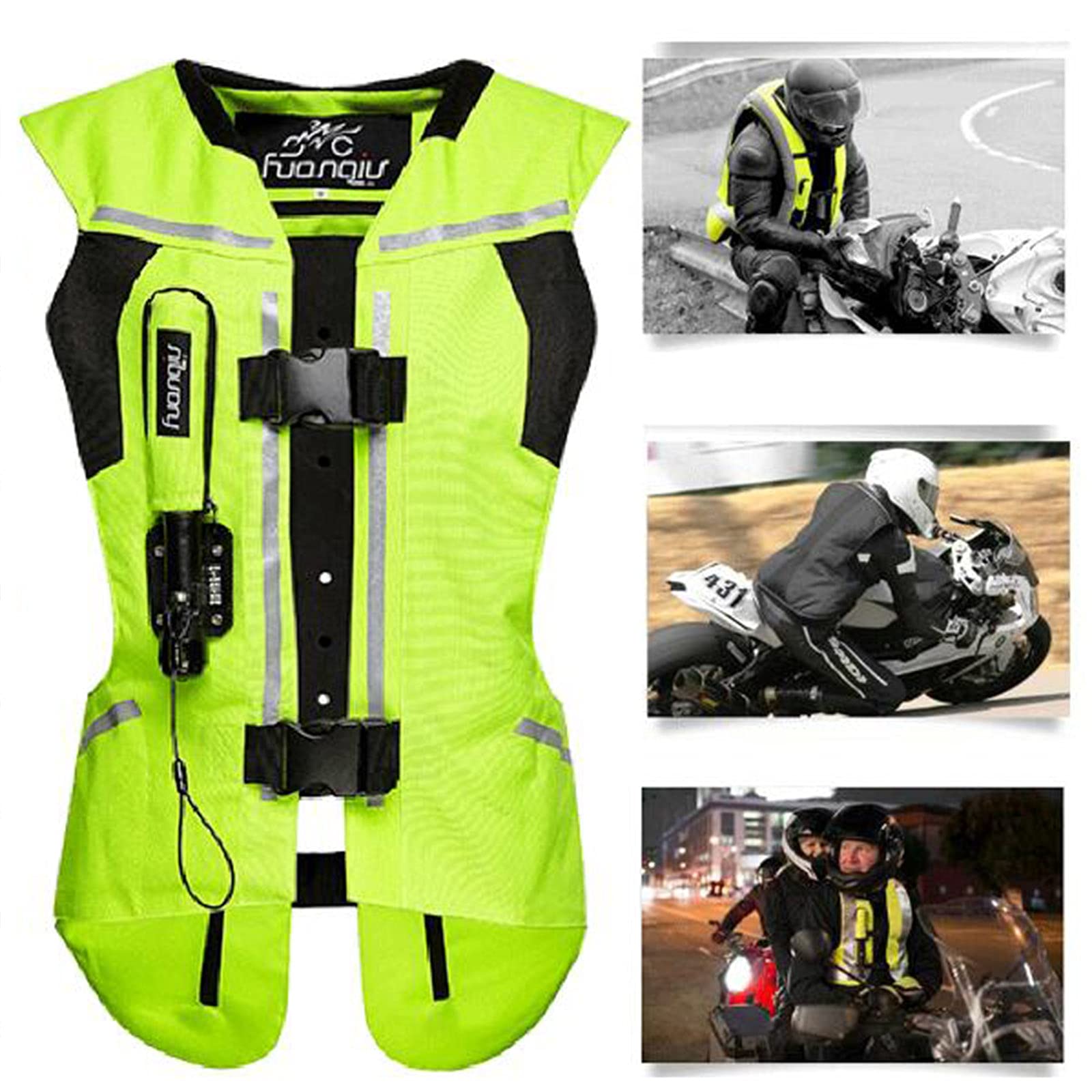 L'Airbag Vest 0.3S Attiva Immediatamente Il Gilet Cilindro con Materiale Eva, Impermeabile, Facile da Pulire E Protegge Efficacemente La Schiena, Il Petto E Le Articolazioni,Verde,S