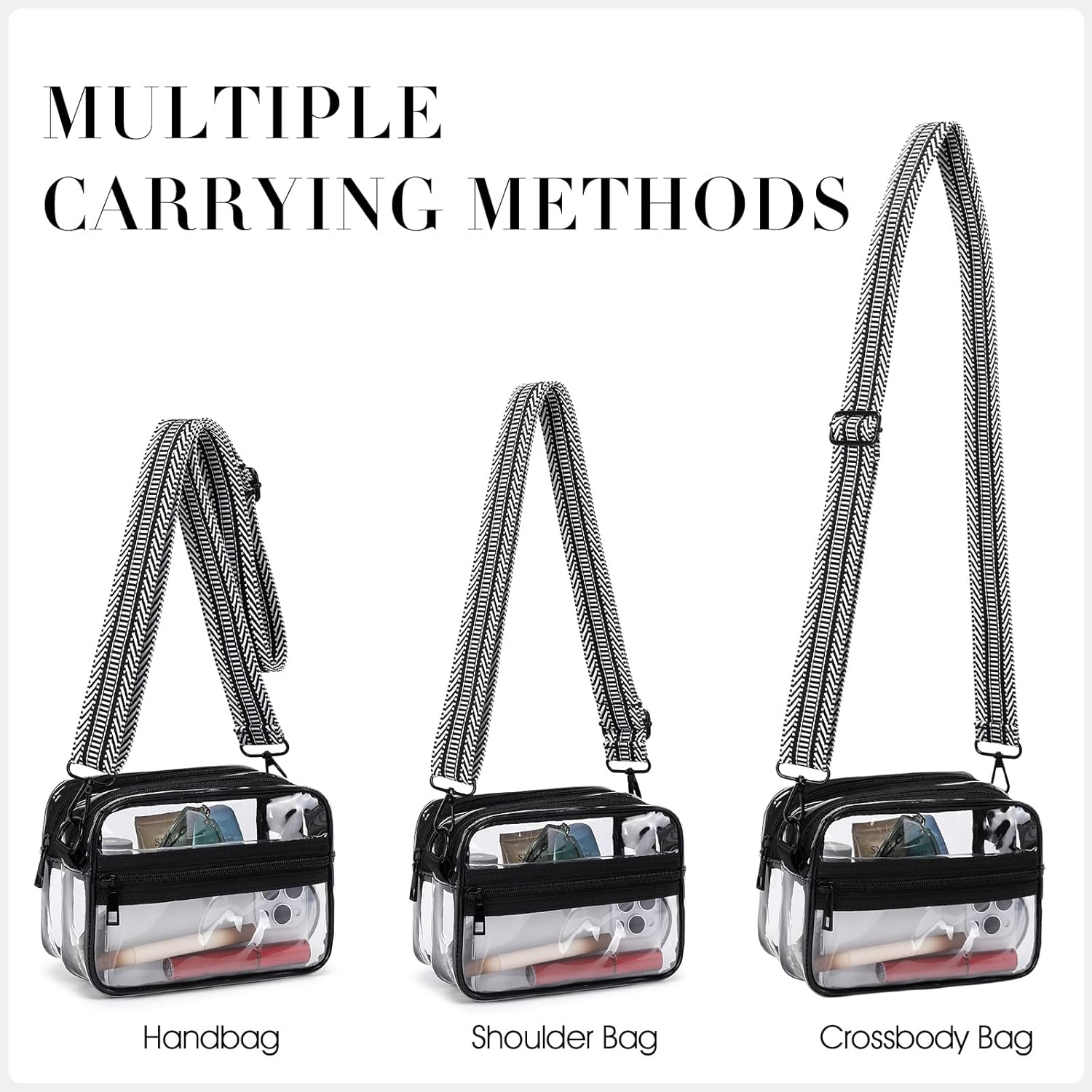 Clear Bag for Stadium Events, Clear Crossbody Bag Dual Main Pockets and Front Pocket for Concerts & Sports Events - Image 6