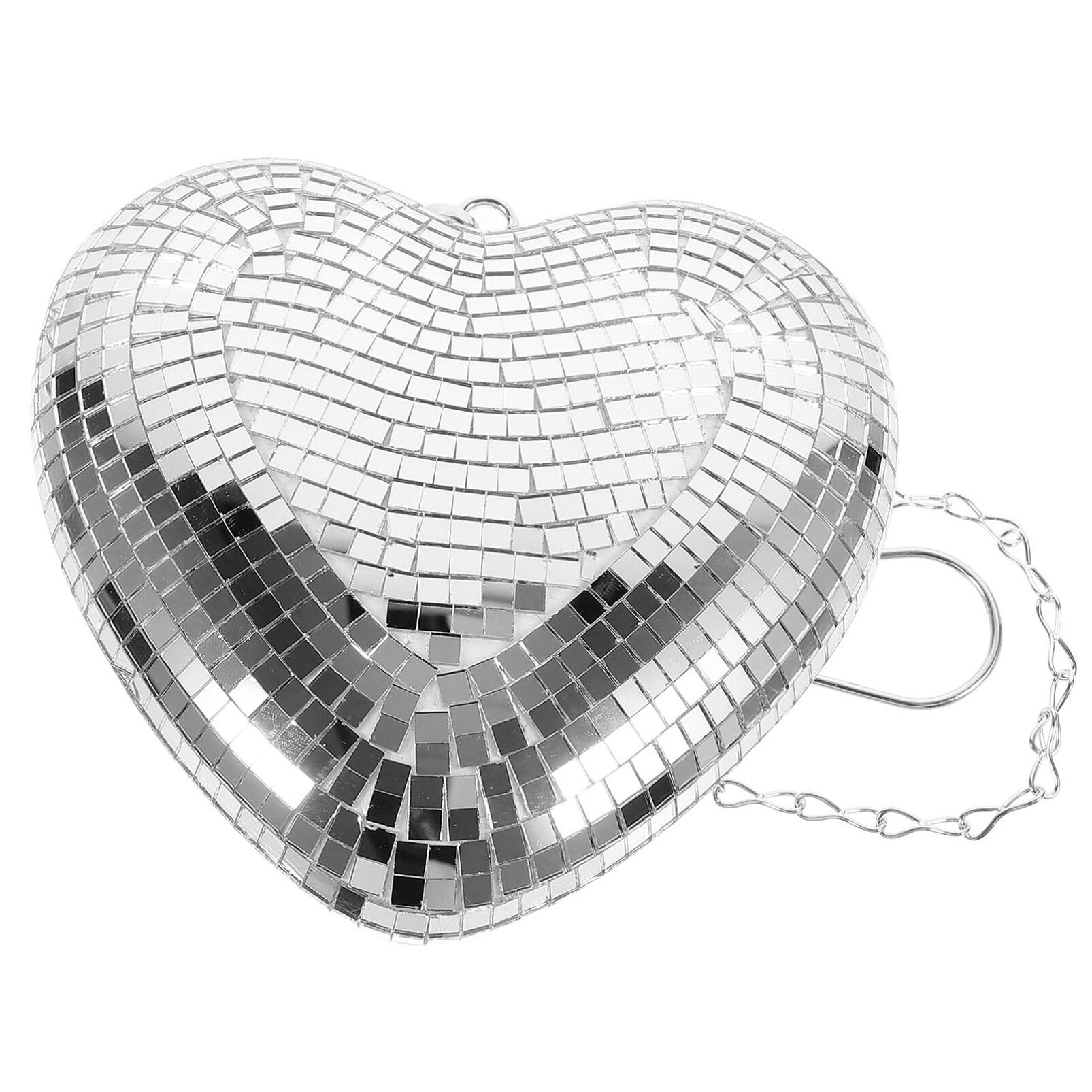Alipis Heart Shaped Disco Balls,Party Mirror Disco Ball Decor for Table, Desk, Room, Home, Bar, KTV, Hanging Disco Decor Retro Reflective Silver Disco Ball Lights