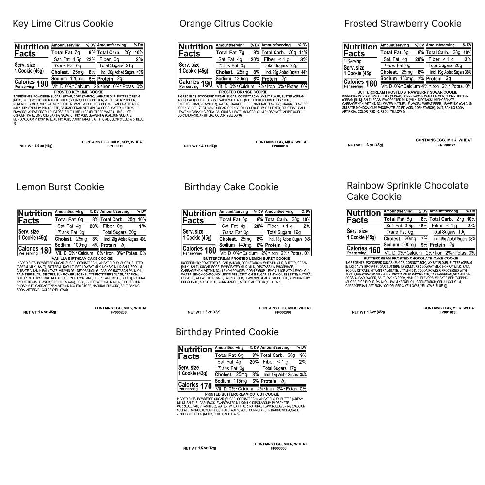 Cheryl's Cookies® Birthday Cookie Gift Tin,16 Individually Wrapped Buttercream-Frosted Cookies, Birthday Cake, Sugar, Chocolate Cake, Key Lime, Orange Citrus, Fruity Flavors, Kosher, Birthday Gift