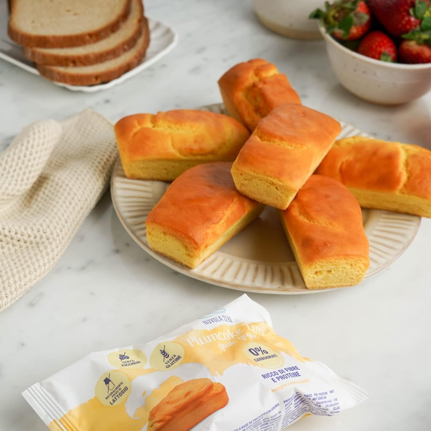 Nuvola Zero - Plumcake allo Yogurt Senza Carboidrati, Merendine Senza Lattosio, Senza Zuccheri, Senza Glutine, Ricco di Fibre, Confezione 12pz, Made in Italy