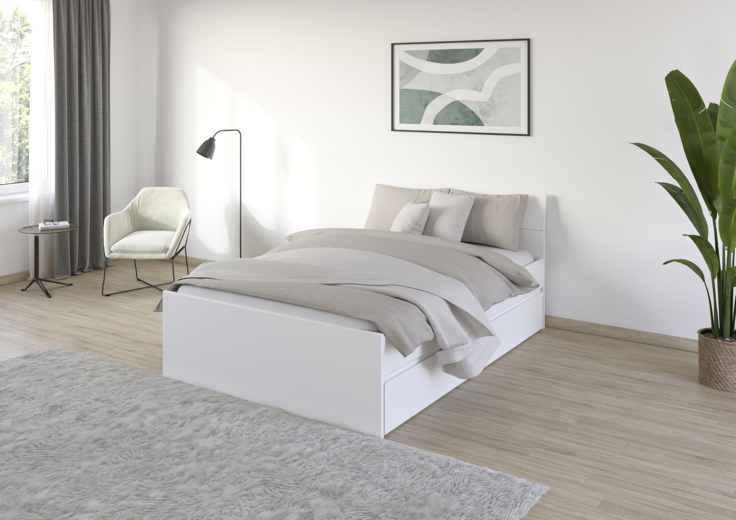 Rauch Möbel Joel, Bett, Farbe Weiß, Maße 145x90x209 cm | Doppelbett, Stauraumbett, mit 2 Stauraumschubladen, für Schlafzimmer, Jugendzimmer, Gästezimmer, Liegefläche 140x200 cm