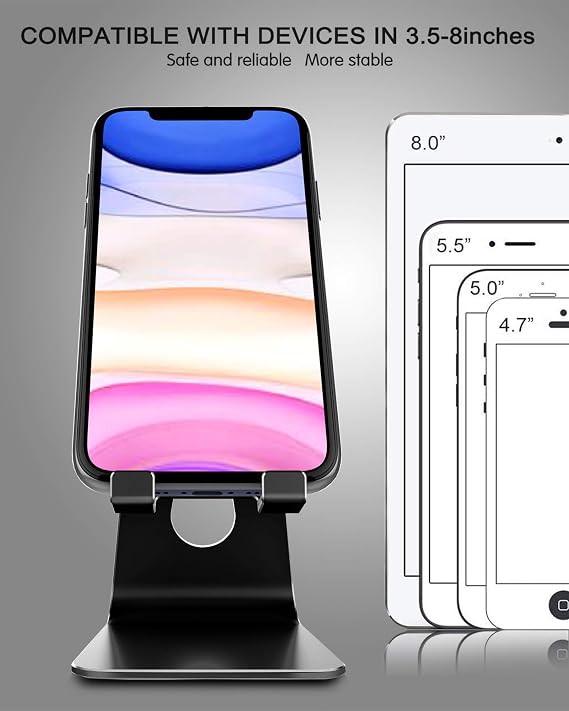 CreaDream Aluminum Cell Phone Stand, Adjustable Phone Holder for Desk