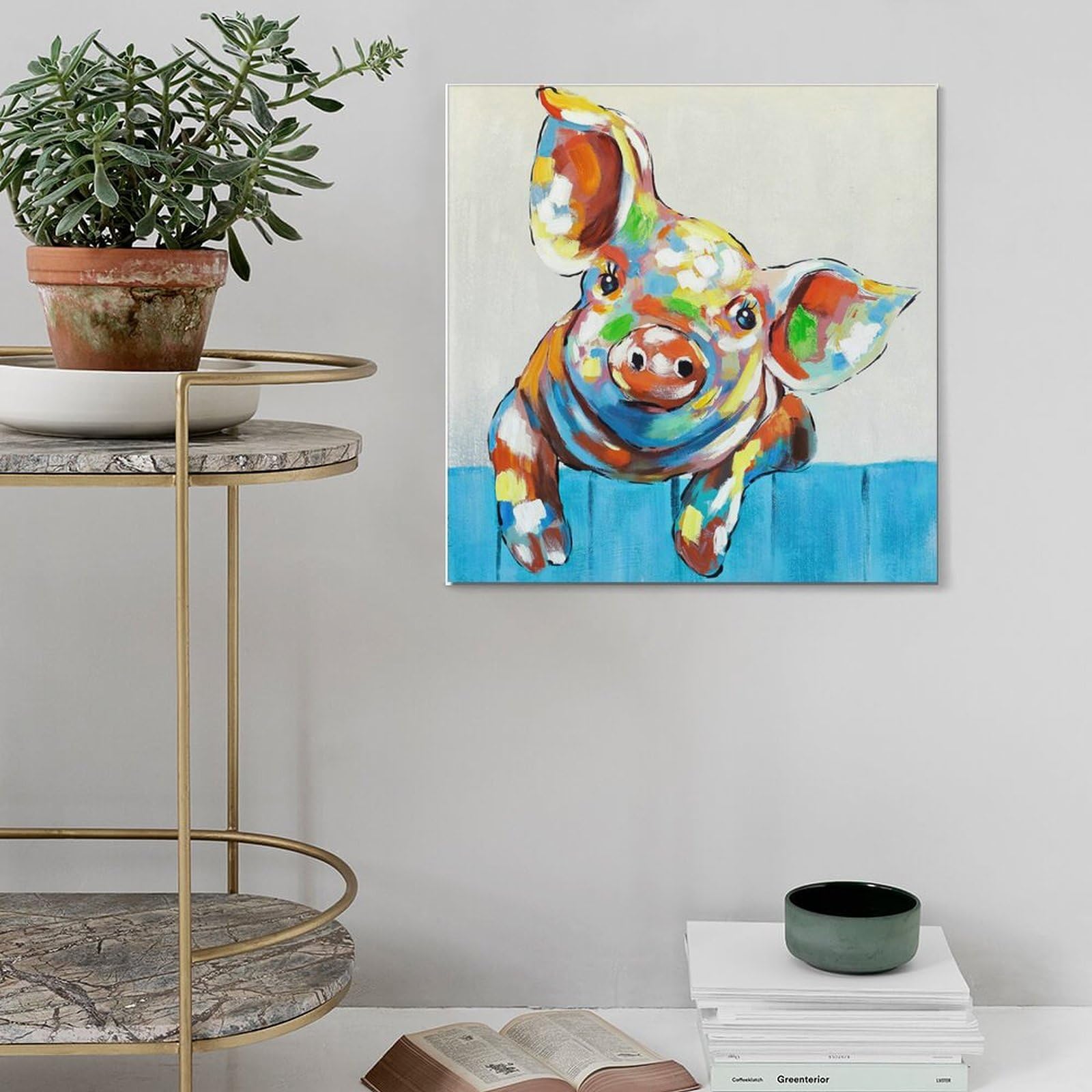 Amazon.co.jp: セグメントカラフルな漫画豚アート絵画