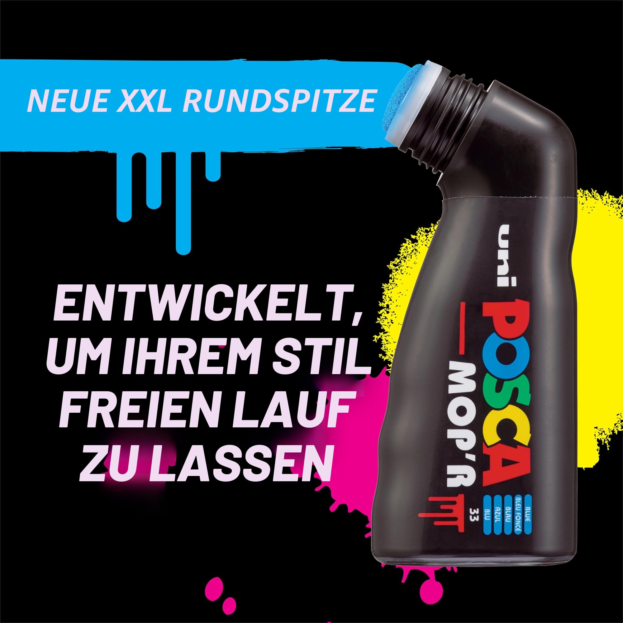 POSCA uni-ball 183208 - POSCA Marker MOP´R PCM-22, 8er Set, runde Stempelspitze 3 - 19 mm, ergonomische Form | Marker mit 3-19 mm Stempelspitze und ergonomischer Form für nahezu alle Oberflächen