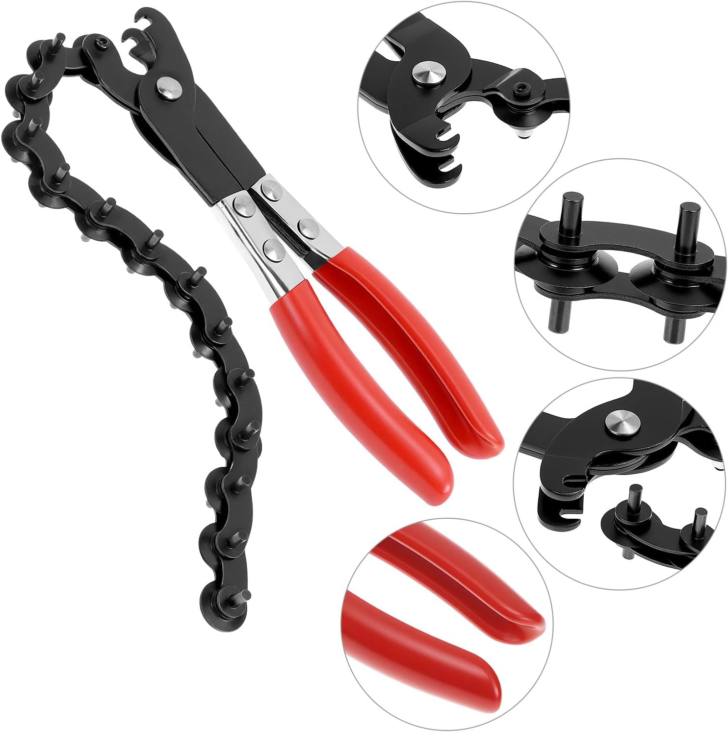 QWORK Exhaust Cutter - Precision Cutting Tool for 3/4" to 3-1/4" Pipes, Chain Muffler Pipe Cutter, Cushion Grip Pipe Cutting Tool for PVC Copper Exhaust Work