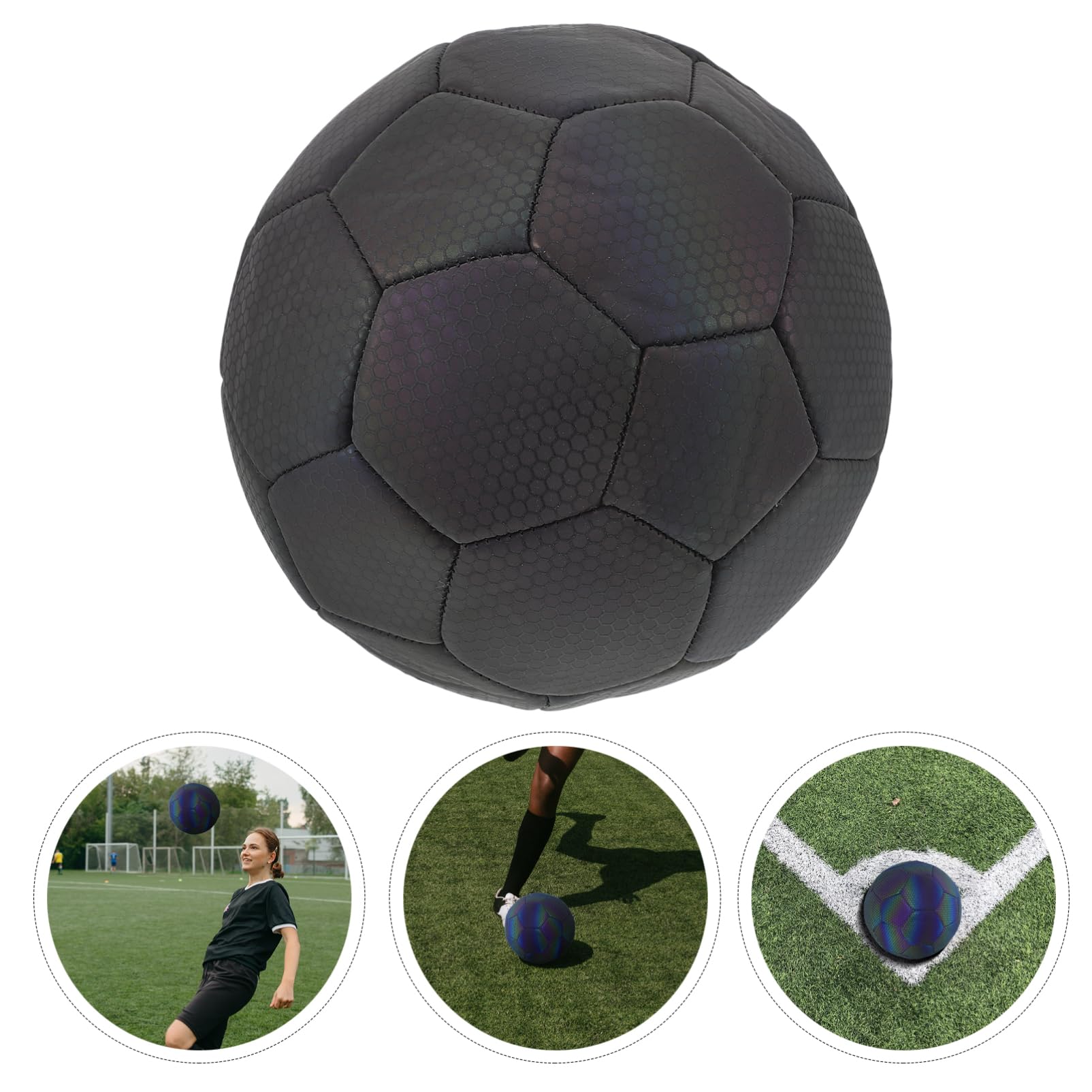 Happyyami Balón de Fútbol Reflectante Holográfico Que Brilla Oscuridad