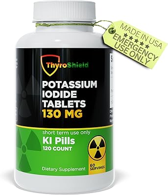 Potassium Iodide Tablets 130 mg | 120ct Iodine Tablets for Radiation Exposure - Potassium Iodine Pills - YODO Naciente - KI Pills - Made in USA - ThyroShield