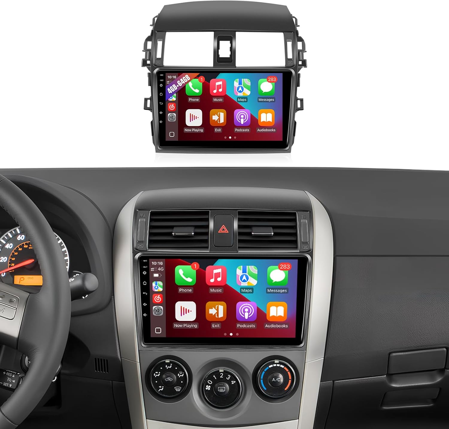 Leadfan 64G Upgraded Car Radio for Toyota Corolla 2009 2010 2011 2012 2013, Android 13 Car Stereo for Corolla Stereo with CarPlay/Android Auto/Backup Camera/FM/RDS WiFi GPS, 1280 * 720