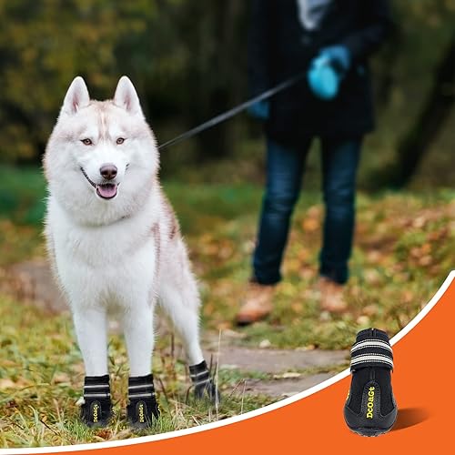 Miniatura 6 de DcOaGt Zapatos de perro para cachorros pequeños, medianos y grandes, impermeables, antideslizantes, protectores de patas para invierno, nieve,