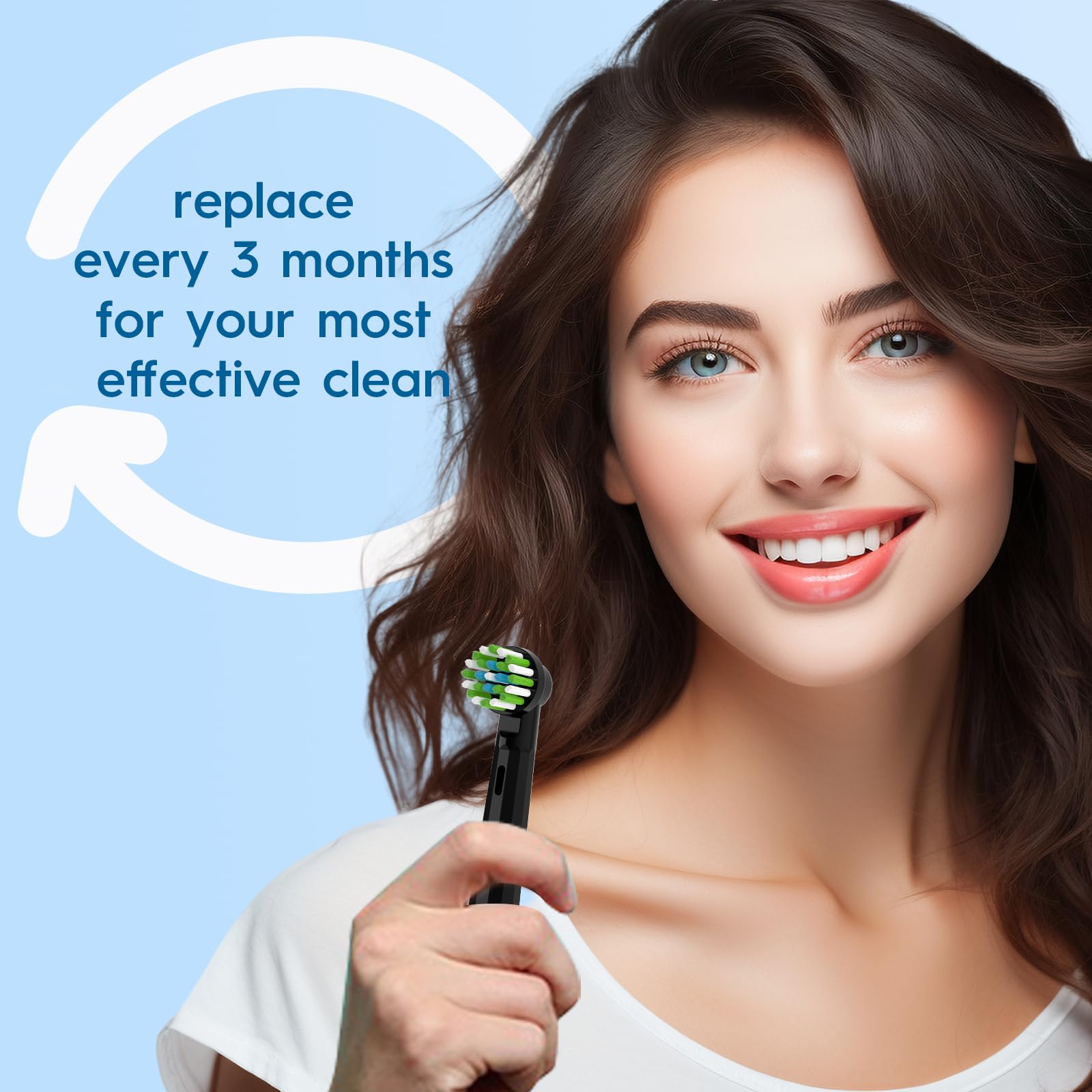 Testine di ricambio compatibili con spazzolino elettrico Braun Oral B Pro 1000, Genius X, Smart 1500, 12 testine di precisione compatibili con Oral B (nero)