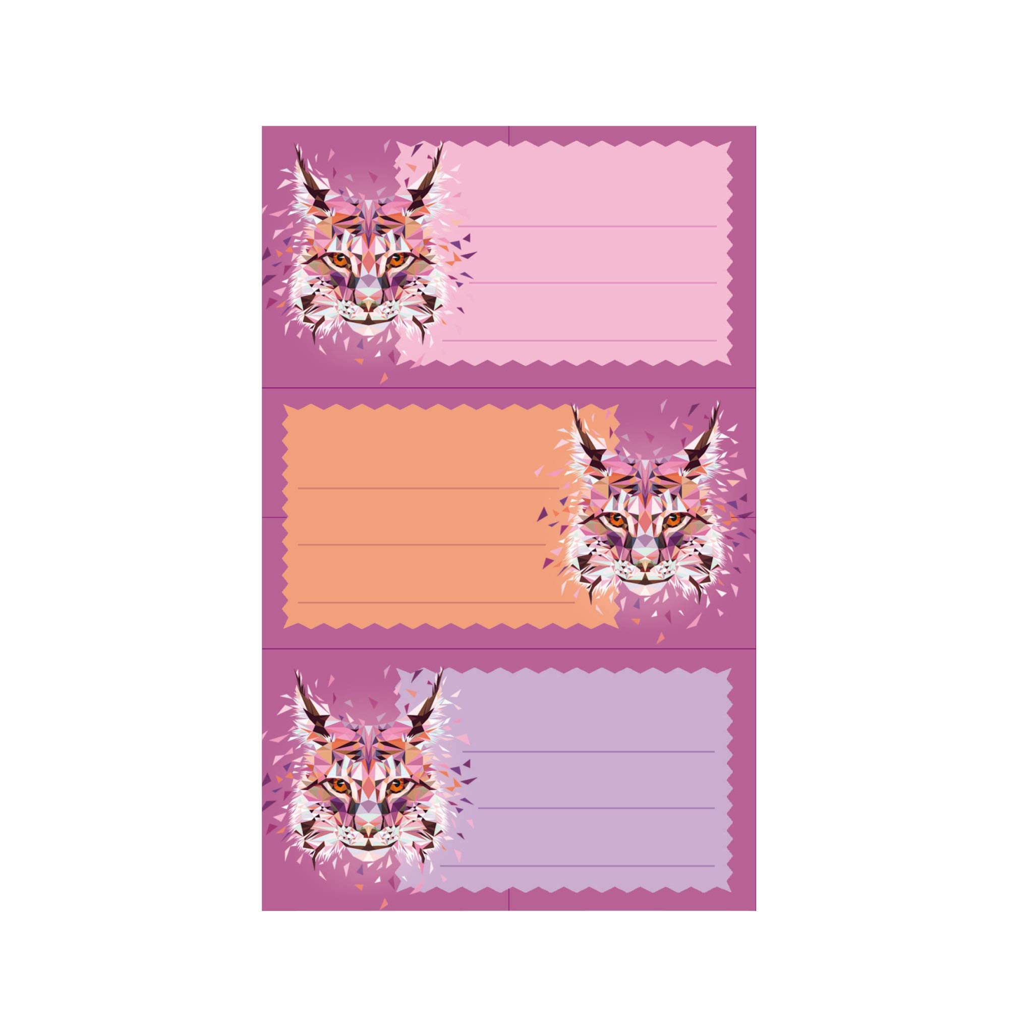 Herlitz Buchetiketten, Motiv Wild Animals Luchs – 3 Bogen à 3 Stück, Bogengröße 8 x 12,5 cm, 1 Packung