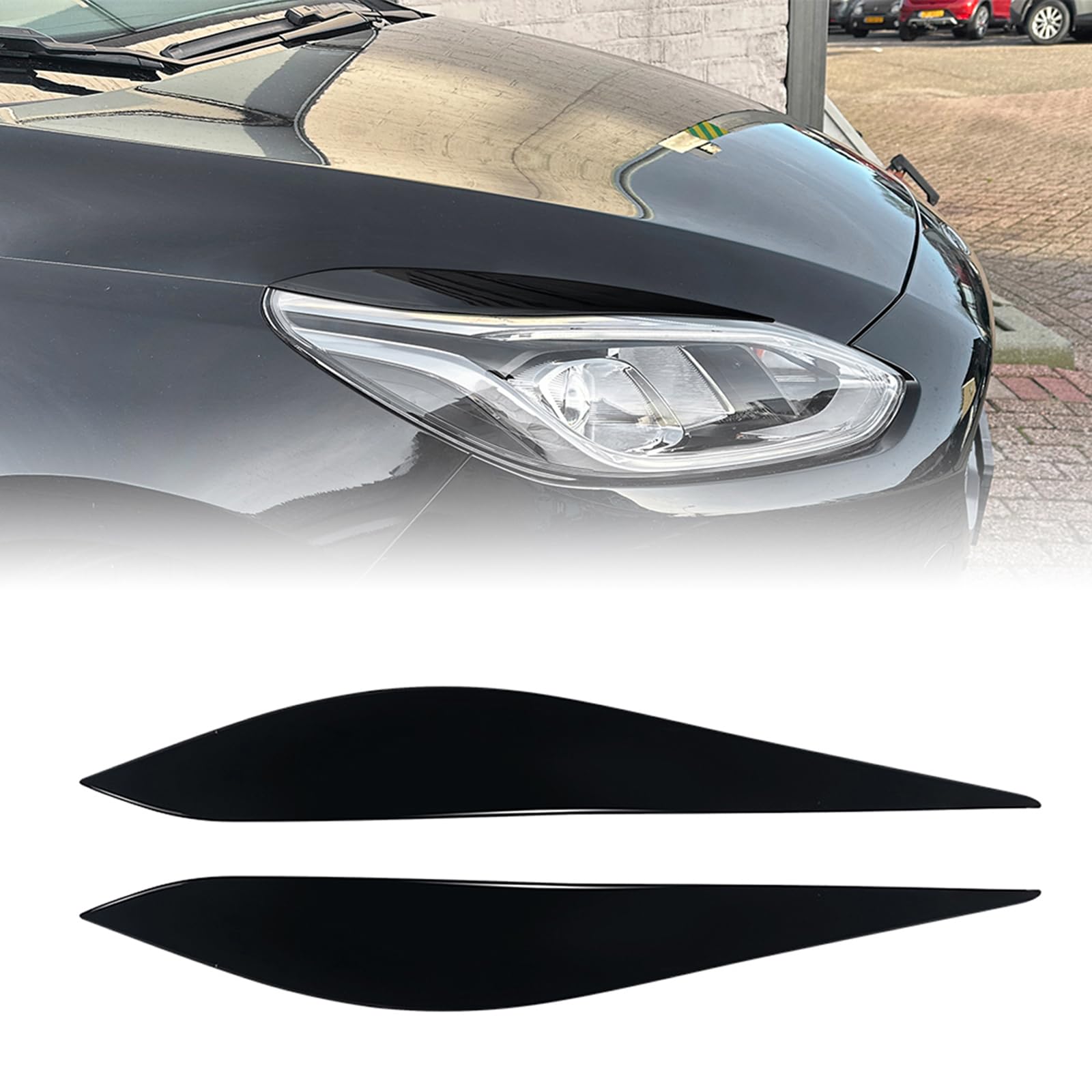 Cubierta para faro delantero para Ford Fiesta MK8 2017-2020, color negro