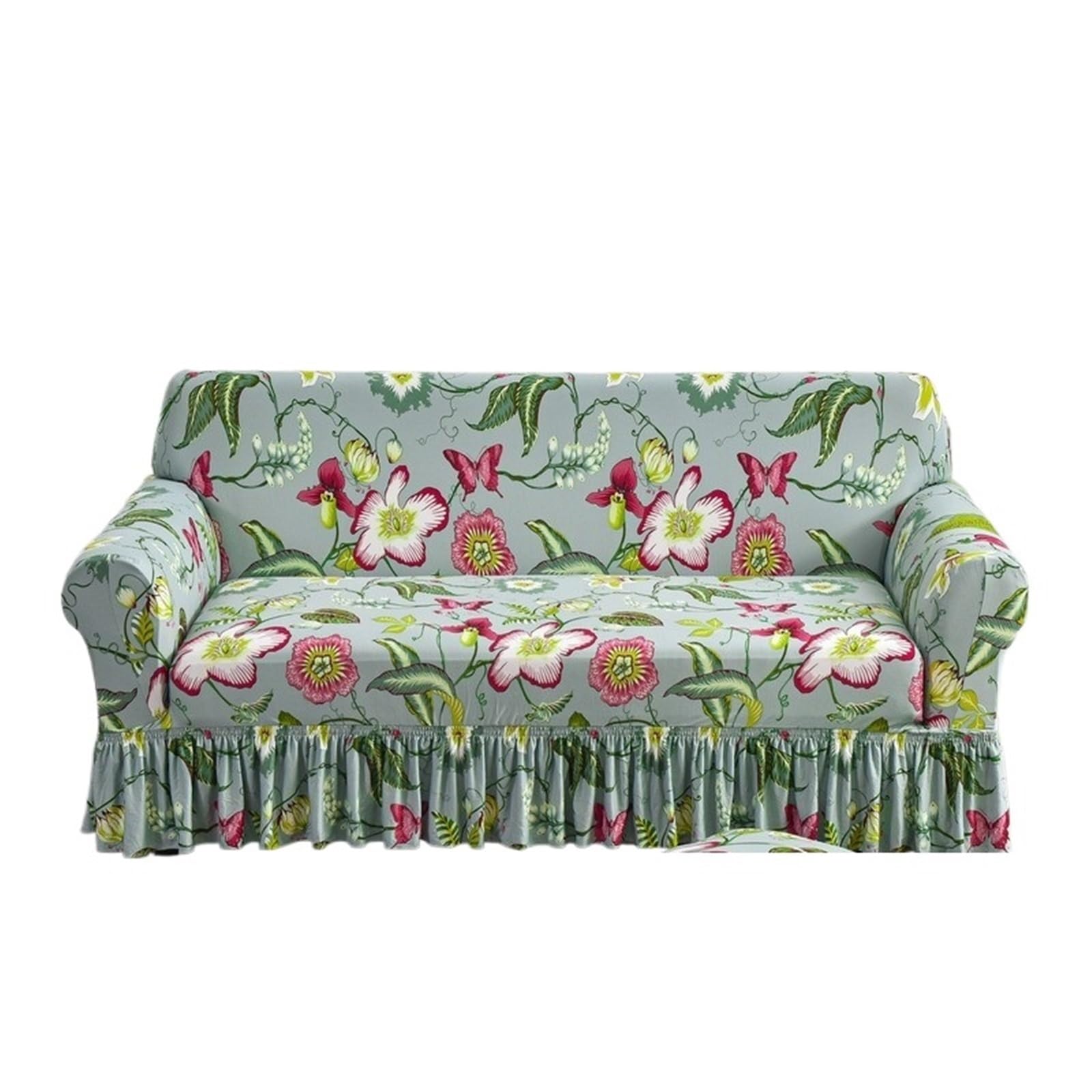 SUBLXPoten Sofa Cover with Skirt Stretchable Sofa Cover with Skirt Washable Furniture Protector Printed Slipcovers with Elastic Bottom for Living Room(Color 9,3-seater 190-230cm)
