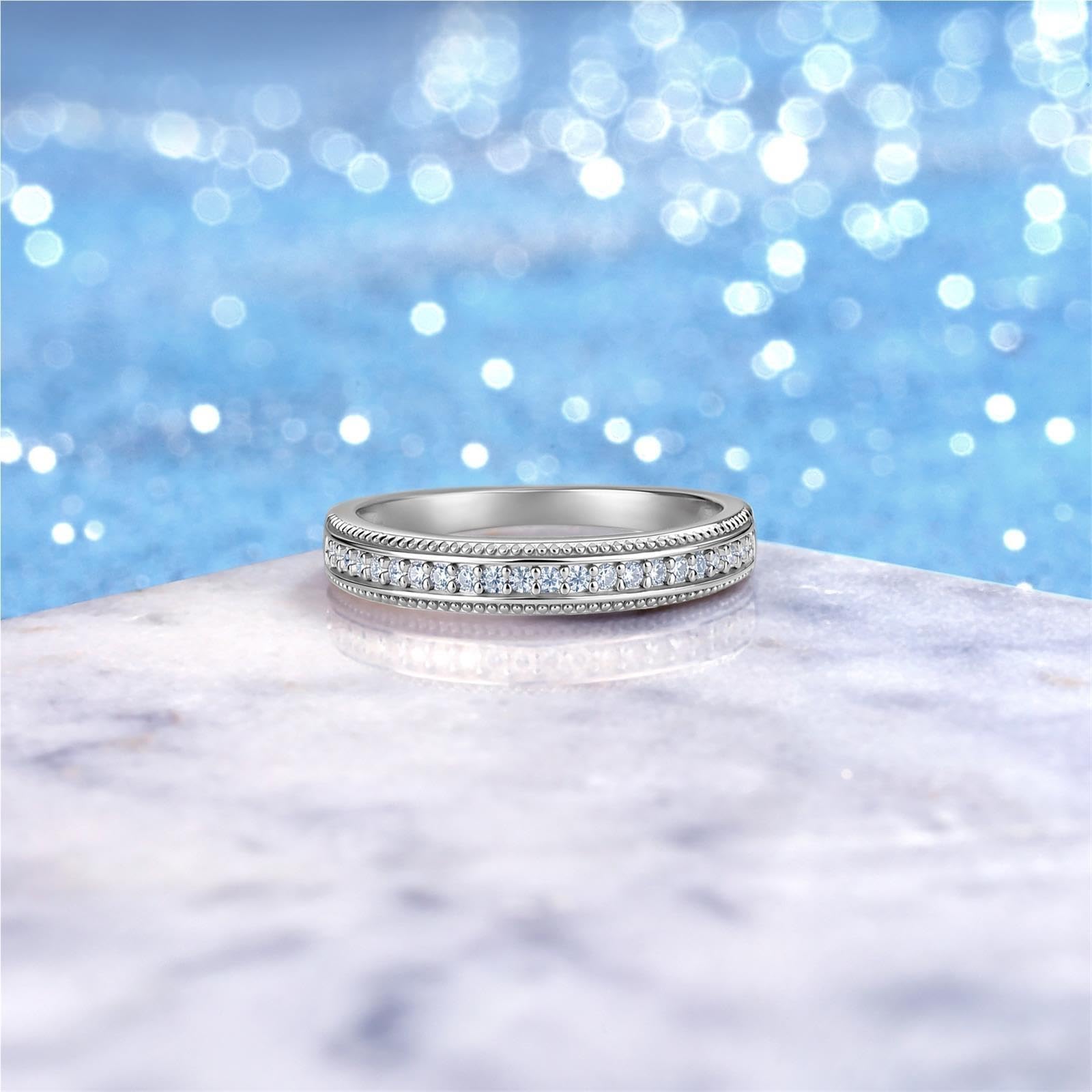 Plata 925 Eternidad Moissanita Anillo for Mujer Hombre