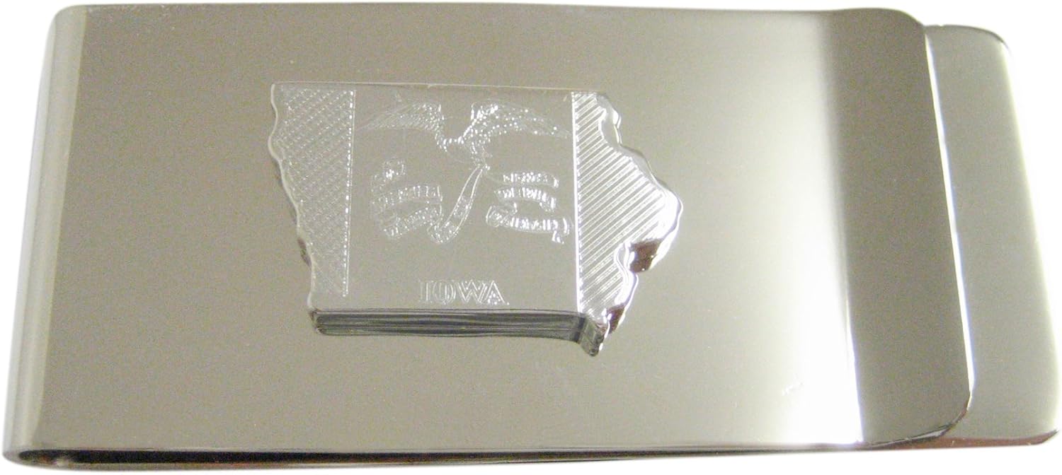 Kiola Designs Iowa State Map Shape and Flag Design Money Clip