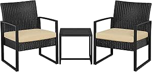 Yaheetech Rattan Outdoor Coffee Table, PE Patio Wicker Bistro Side