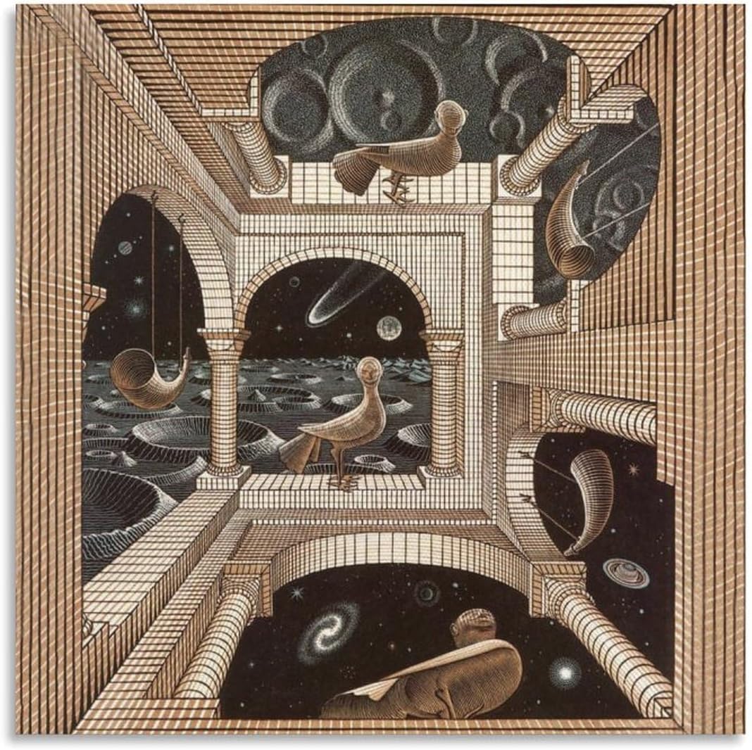 Matvsd Kohecs M.C. Escher Poster《Other World》Canvas Painting M.C. Escher Wall Art Aesthetic Illustration Prints for Office Decor Picture 30x30cmx1 Frameless