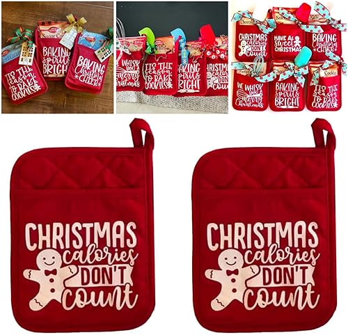 Miniatura 10 de Kit de hornear para ollas de Navidad, soportes para ollas de Navidad con bolsillos, adornos de guantes de horno de Navidad, paquete de galletas para
