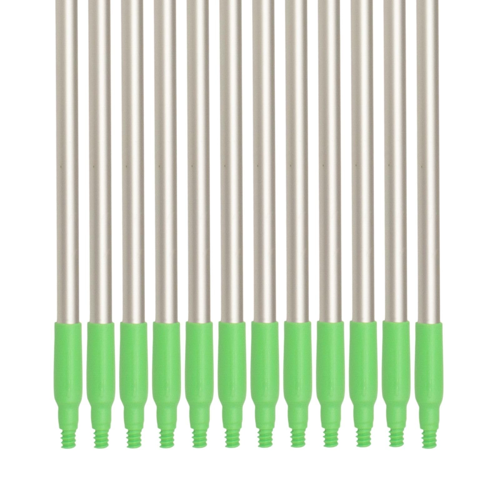 SPARTA Adjustable Aluminum Broomstick, 48” Mop and Broom Handle Replacement with Color-Coded System for Environments with Harsh Cleaning Agents, Aluminum, 48 Inches, Lime, (Pack of 12)