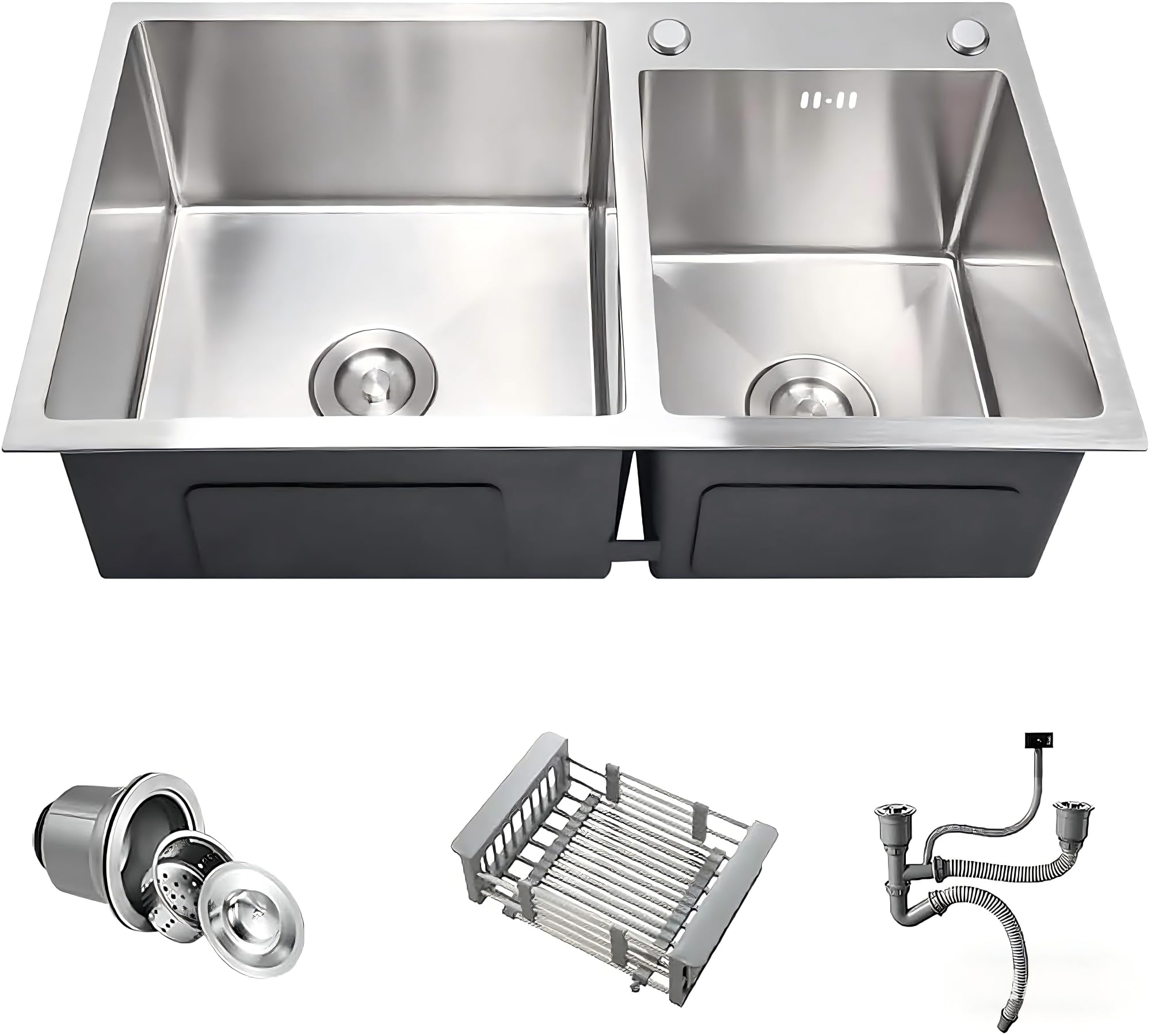 30 Inch Double Bowl Drop-in/Undermount Kitchen Sink, Nano-Coated