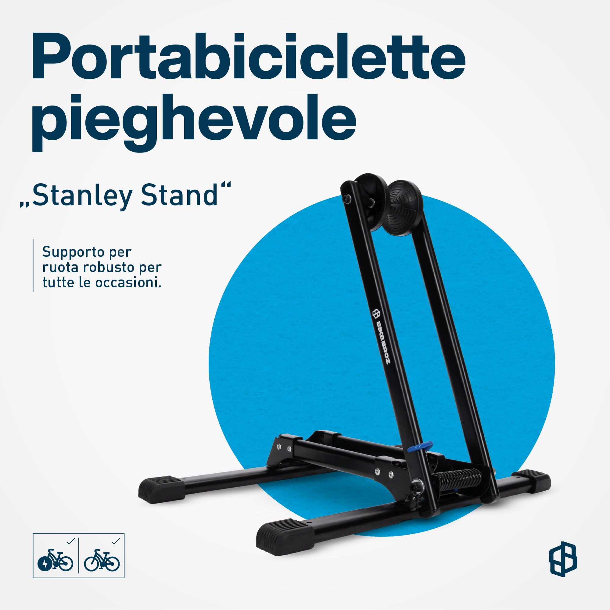 Cavalletto per Bici da Terra per Bici Fino a 29" Pollici | Cavalletto per Ruota Anteriore e Posteriore incl. Montaggio a Terra | Stanley Stand di BikeBroz