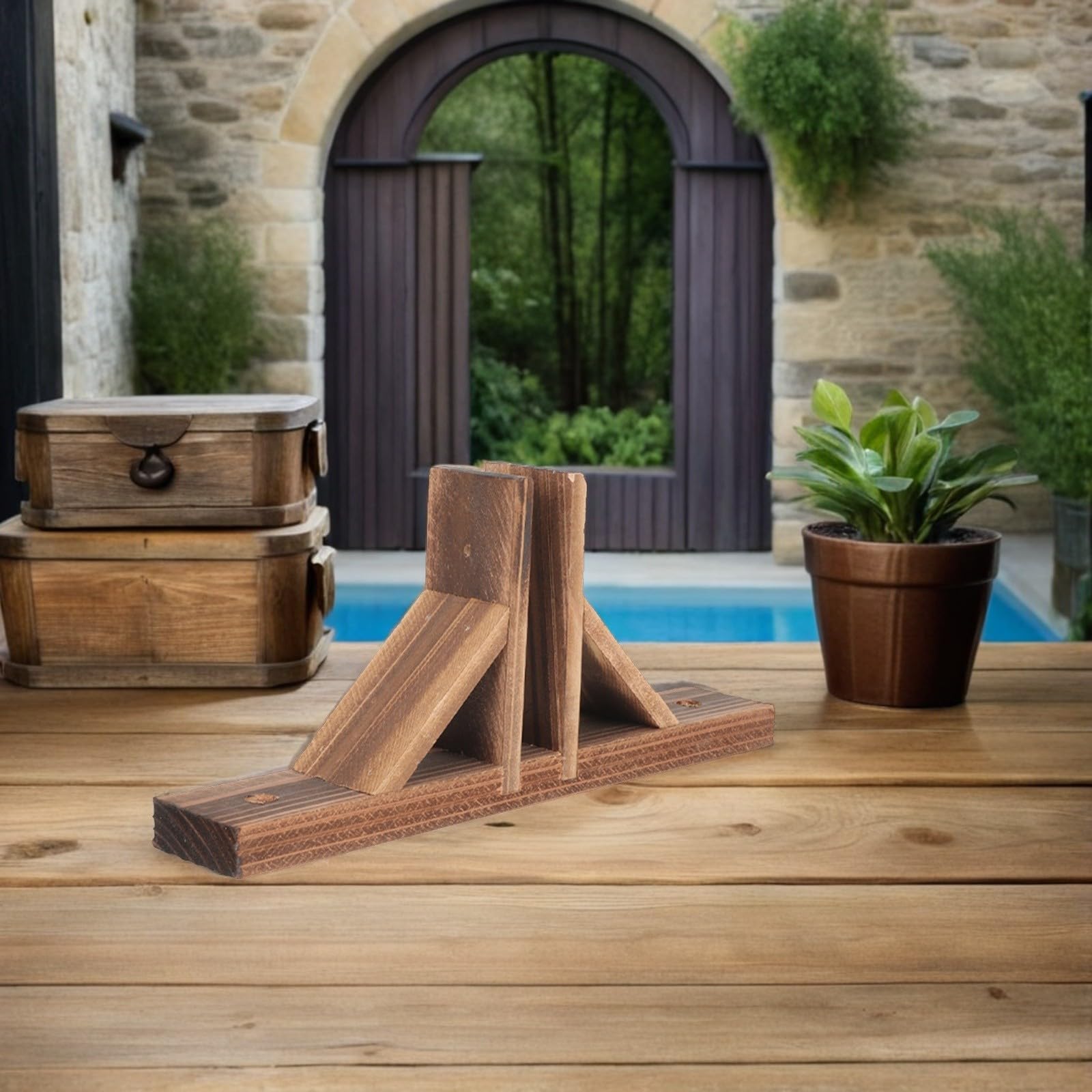 Bases para Vallas de Madera Maciza 4 Piezas Color Natural, Soporte Resistente para Cercas Pequeñas de Jardín, Accesorio Práctico para Sujeción y Base Antideslizante, Adecuado