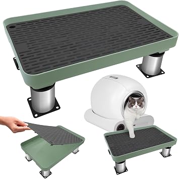Adjustable Cat Ramp for Litter Box, Catcan Detachable Elevated Litter Box Steps with Sand Filter Function Non-Slip Tray for Small & Elderly Cats14.7x10x2