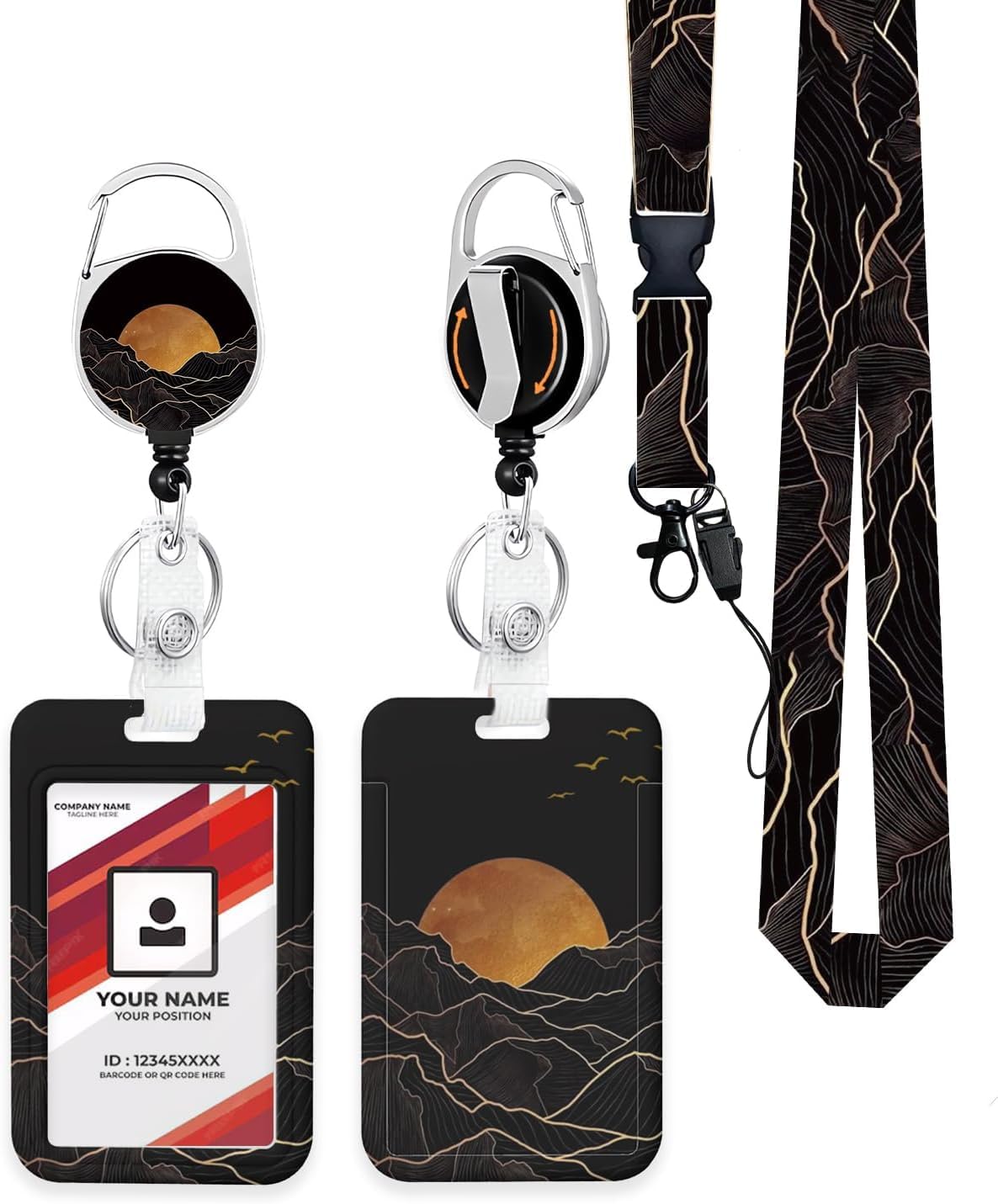 LOPIOIO ID Badge Holder with Retractable Badge Reel Clip, Detachable Lanyards for ID Badges, Vertical ID Card Holder for Women, Men, Nurses, Doctors,