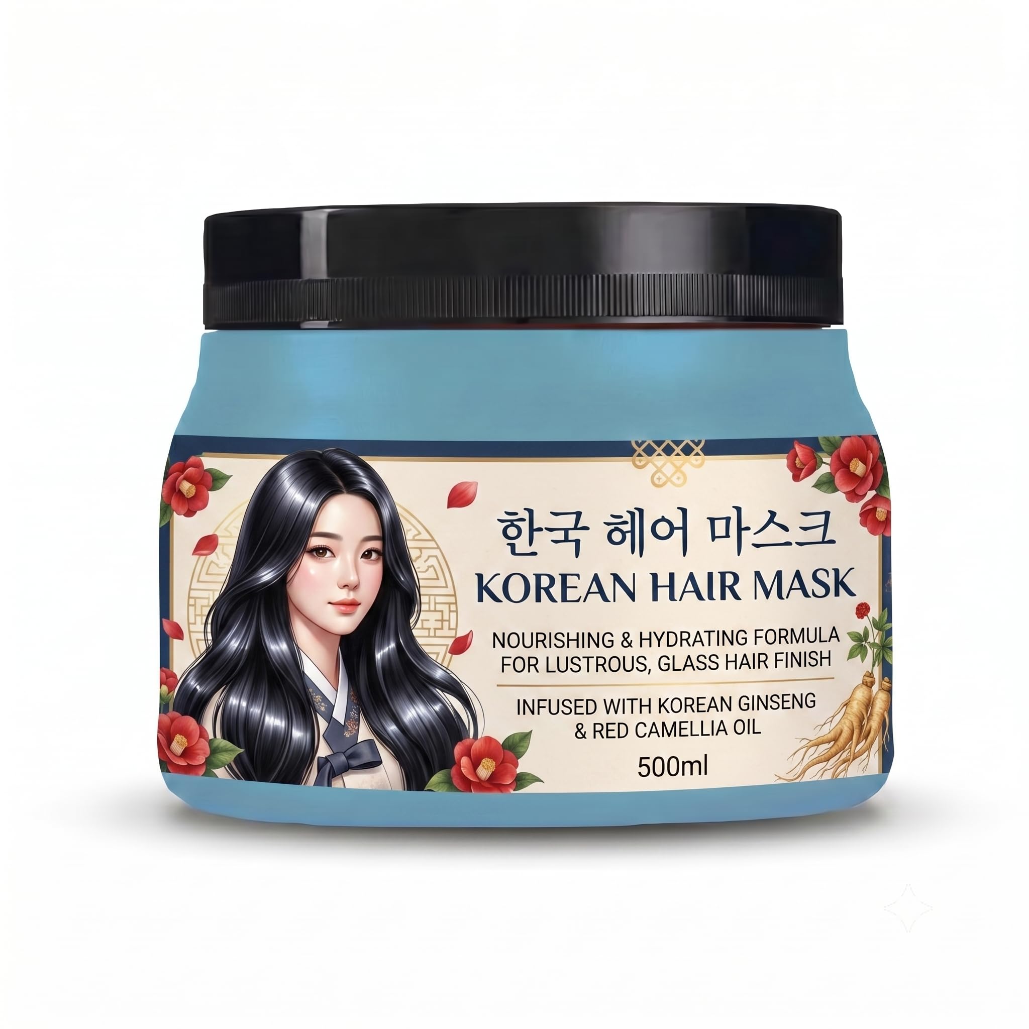 Premium Korean Hair Mask (500ml) | Infused with Korean Ginseng & Red Camellia Oil | Nourishing & Hydrating Formula for Lustrous, Glass Hair Finish | Deep Spa Conditioning Treatment for Dry, Frizzy & Damaged Hair-image-16