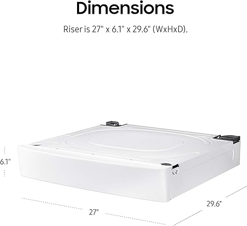 Miniatura 8 de SAMSUNG Soporte de pedestal elevador de lavandería de 27 pulgadas de ancho para lavadora o secadora de carga frontal de 27 pulgadas de ancho, eleva
