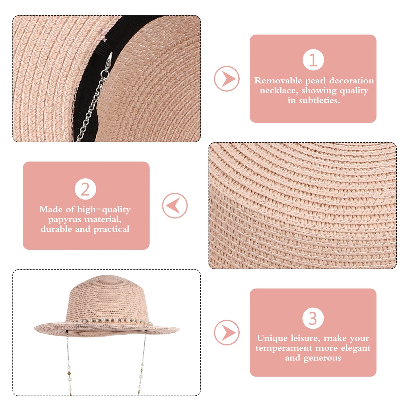 PACKOVE Sombrero de Sol Plano Gorro Sol Sombrero Sol protección Solar de Playa de para Hombre para el Sol Tapa Parasol de Mujer Papiro