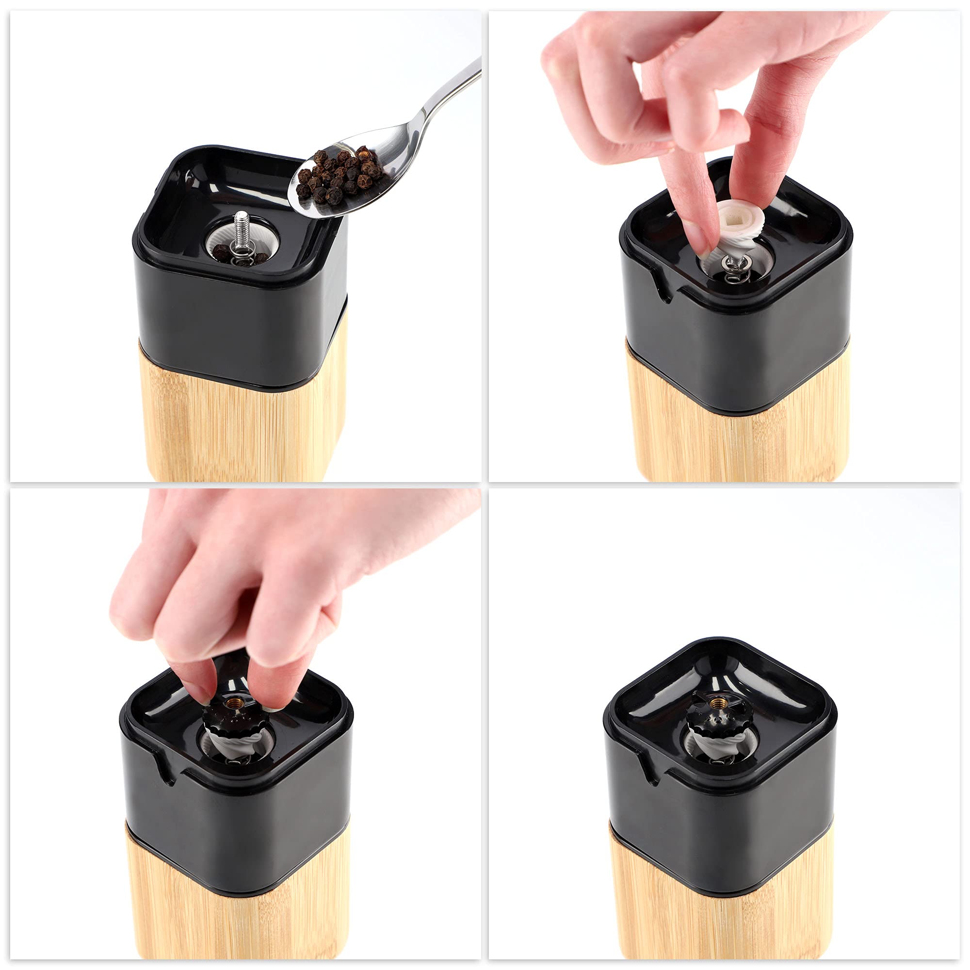 Moulin à Sel Et Poivre KADAX, Moulin à Sel De Mer En Acrylique, Bois Et