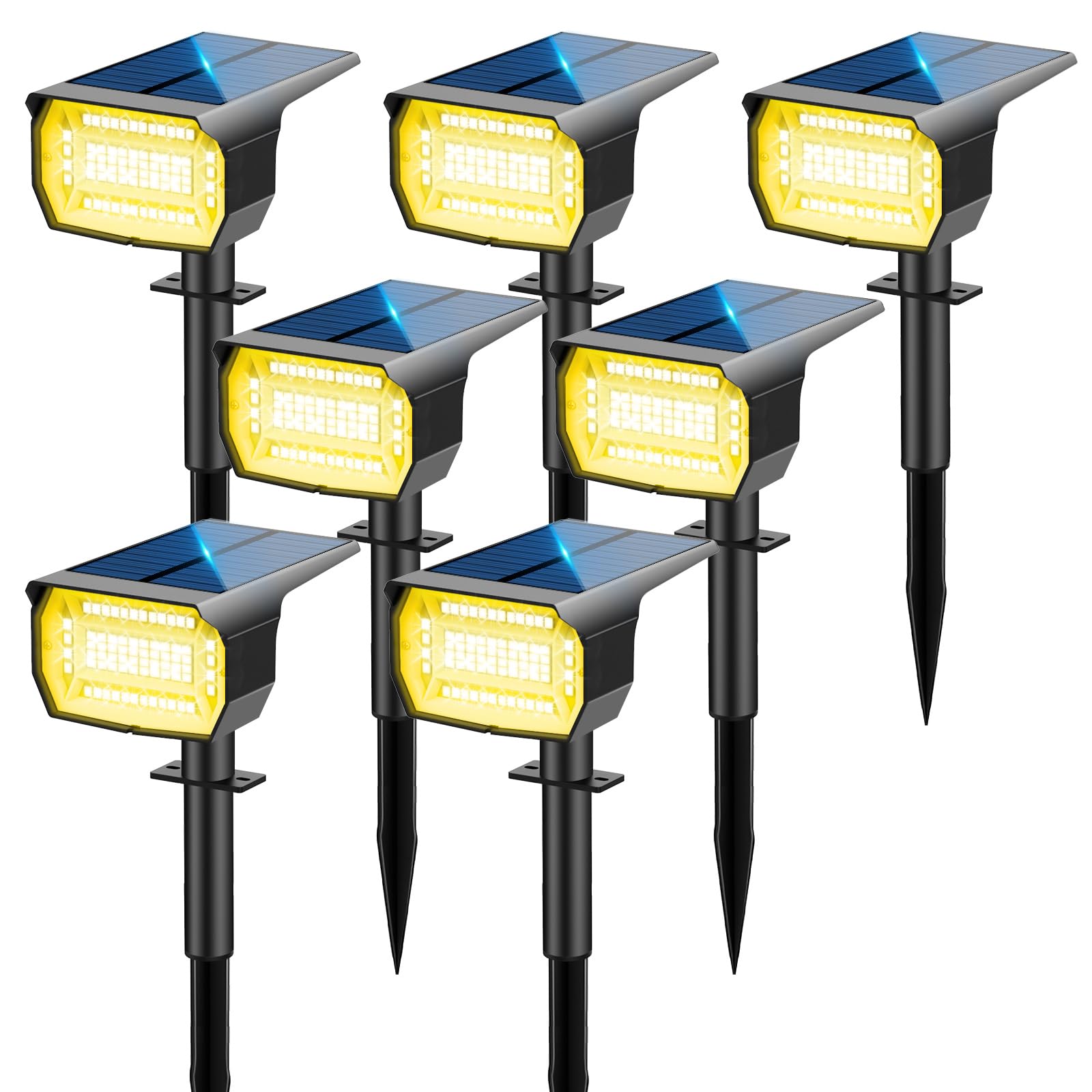LOTMOS 7Pcs Solar Spot Lights 72 LED Outdoor Garden 3 Modes IP67 Waterproof Landscape Spotlights, Auto ON/Off Dusk Till Dawn Uplighters for Garden, Yard, Driveway, Pathway