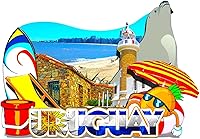 Vista 1 de Uruguay Uruguay imán de nevera de madera 3D monumentos de viaje coleccionables, recuerdos, decoración hecha a mano -586