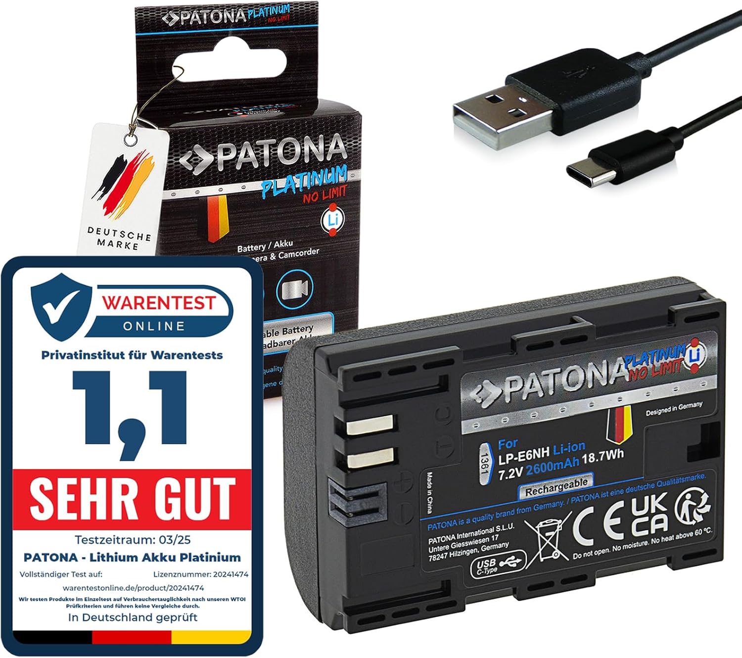 PATONA Platinum LP-E6NH USB-C